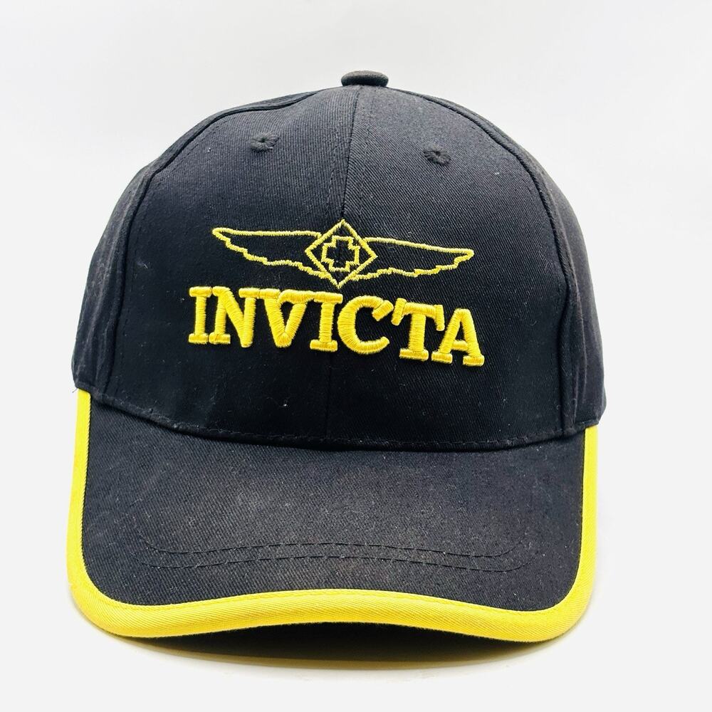 Invicta Hat Baseball Cap Strapback Watch Black and Yellow